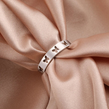 Stainless Steel Gold Plated Simple Style Solid Color Plating Rings