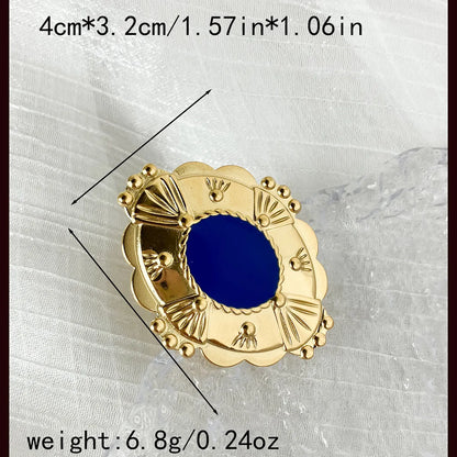 304 Stainless Steel Gold Plated Vintage Style Simple Style Plating Inlay Irregular Heart Shape Turquoise Pearl Zircon Open Rings