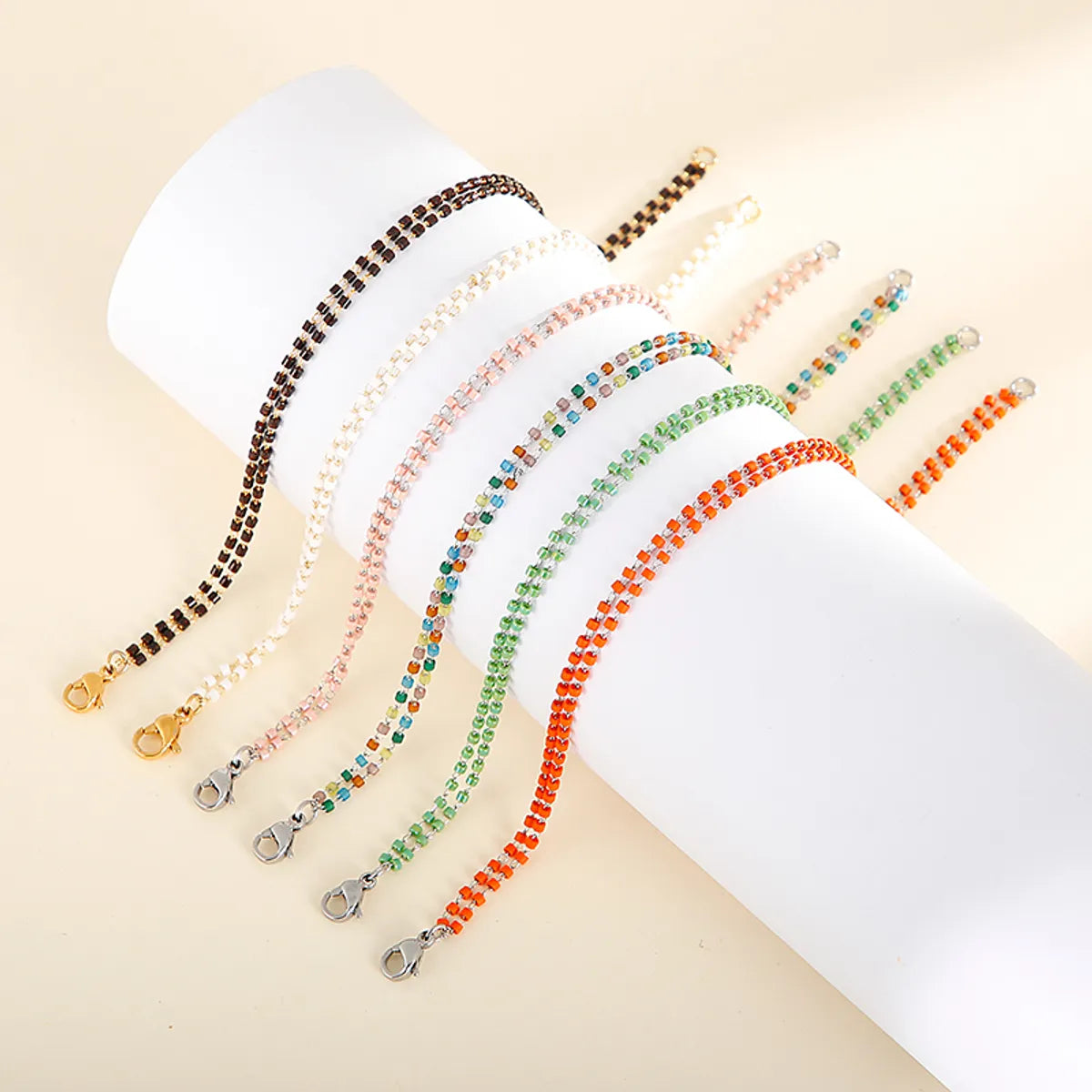 Stainless Steel Gravel Seed Bead Simple Style Geometric Bracelets