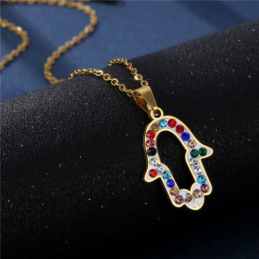 Stainless Steel Hand Cross-Border Hip Hop  Clay Colored Zircon Bergamot Clavicle Chain Steel Wholesale