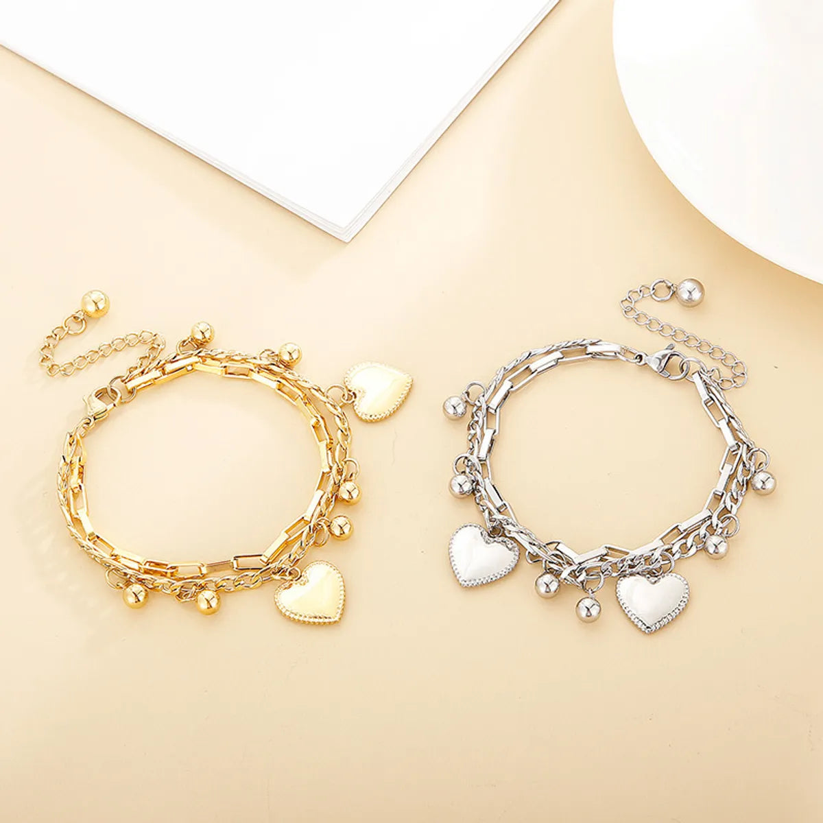 Fashion Heart Titanium Steel 18K Gold Plated Bracelets In Bulk