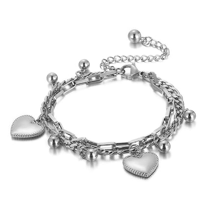 Fashion Heart Titanium Steel 18K Gold Plated Bracelets In Bulk