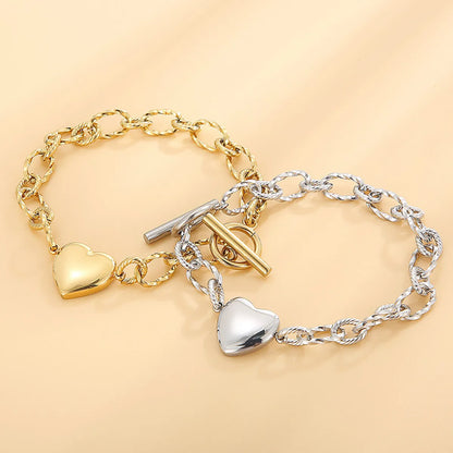 Fashion Heart Titanium Steel Plating No Inlaid Bracelets