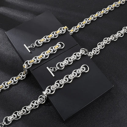 Stainless Steel Hip-Hop Color Block Bracelets Necklace