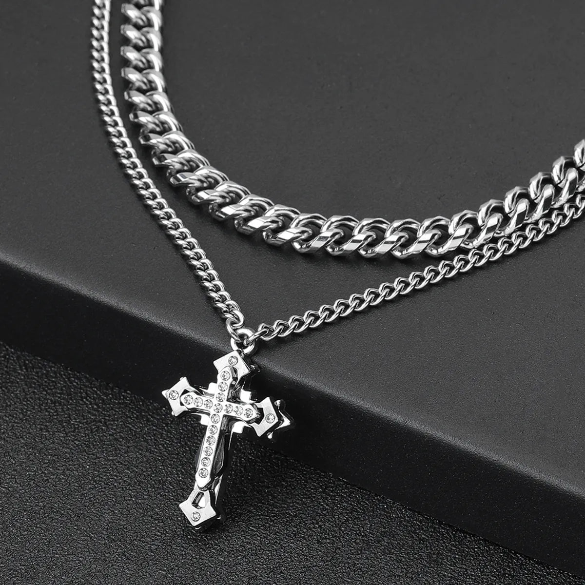 Stainless Steel Hip-Hop Cross Necklace