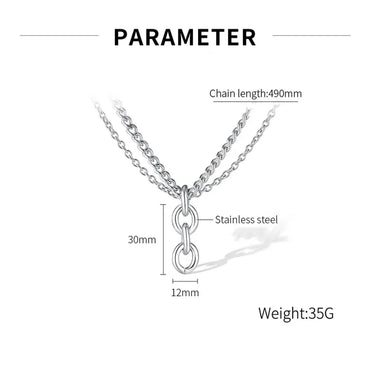 Stainless Steel Hip-Hop Geometric Double Layer Necklaces