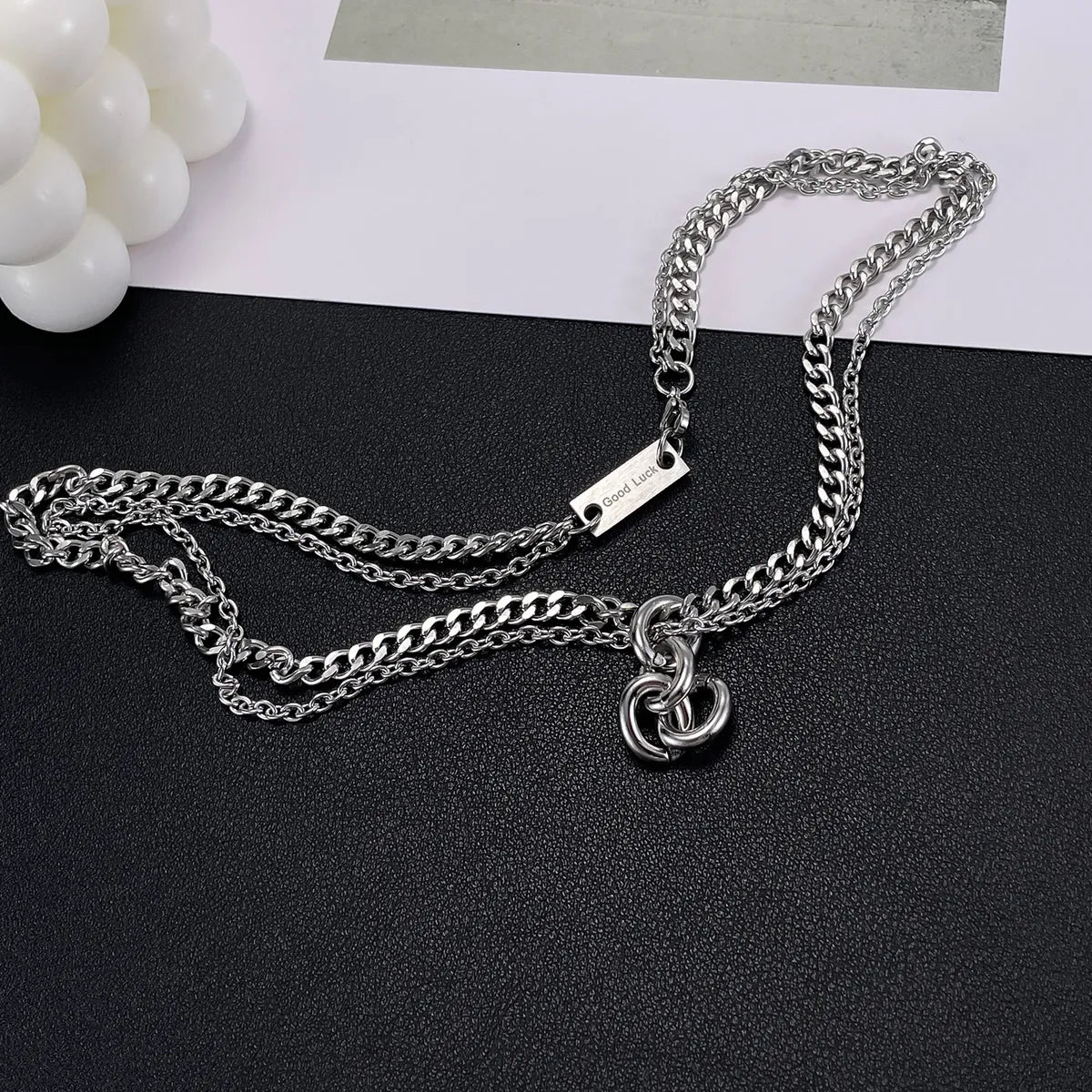 Stainless Steel Hip-Hop Geometric Double Layer Necklaces