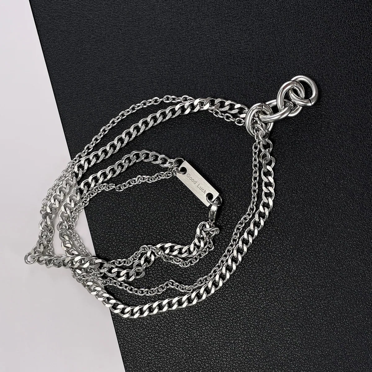 Stainless Steel Hip-Hop Geometric Double Layer Necklaces