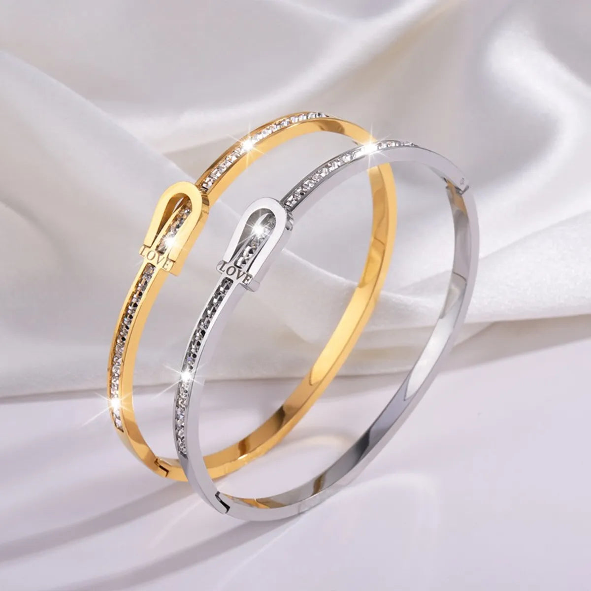 Stainless Steel Hip-Hop Geometric Solid Color Plating Bangle