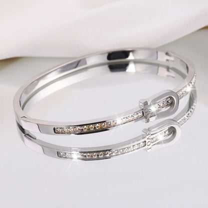 Stainless Steel Hip-Hop Geometric Solid Color Plating Bangle