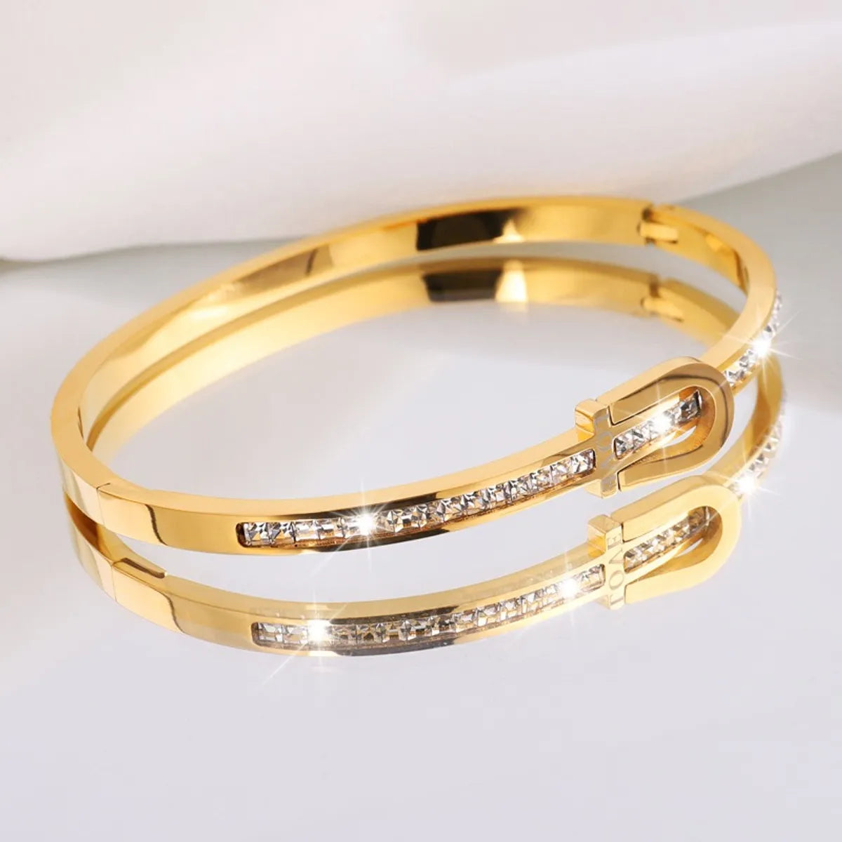 Stainless Steel Hip-Hop Geometric Solid Color Plating Bangle