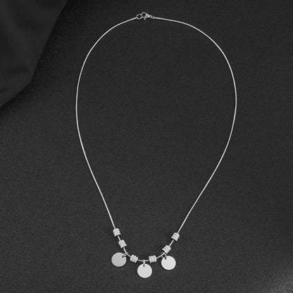 Stainless Steel Hip-Hop Modern Style Simple Style Round Inlay Zircon Pendant Necklace