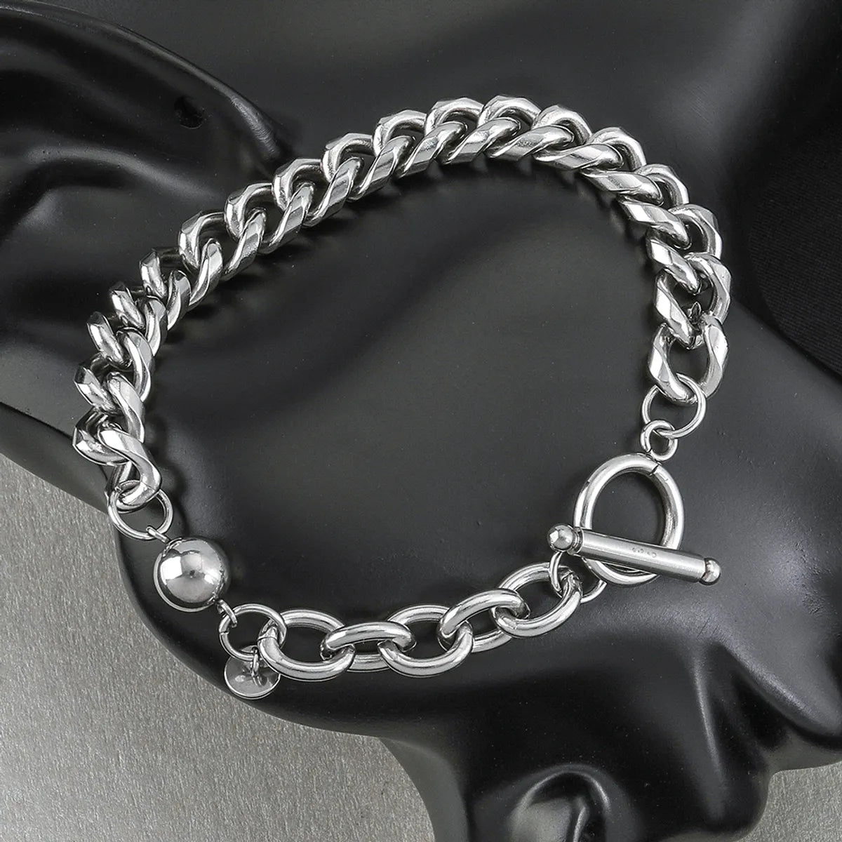 Stainless Steel Hip-Hop Simple Style Ball Solid Color Toggle Bracelets