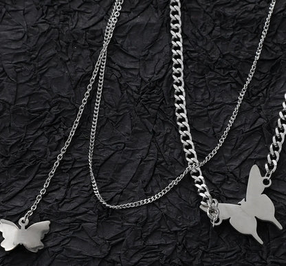 Hip-Hop Simple Style Butterfly Steel Women'S Necklace