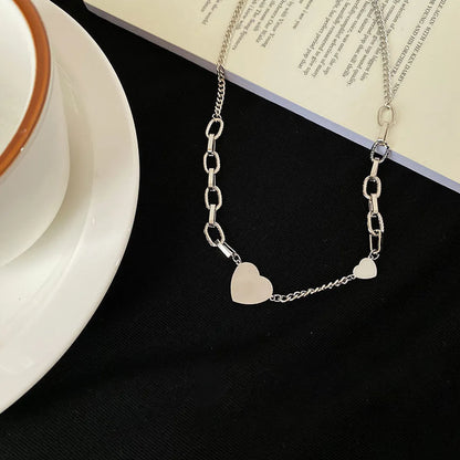 Stainless Steel Hip-Hop Simple Style Heart Shape Pendant Necklace