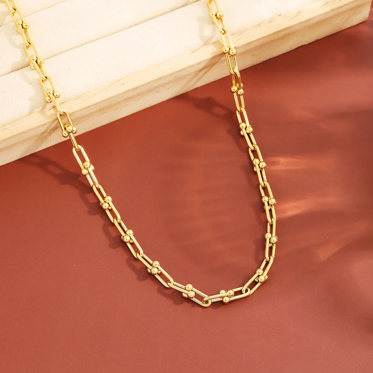 Stainless Steel Hip-Hop Simple Style Solid Color Necklace