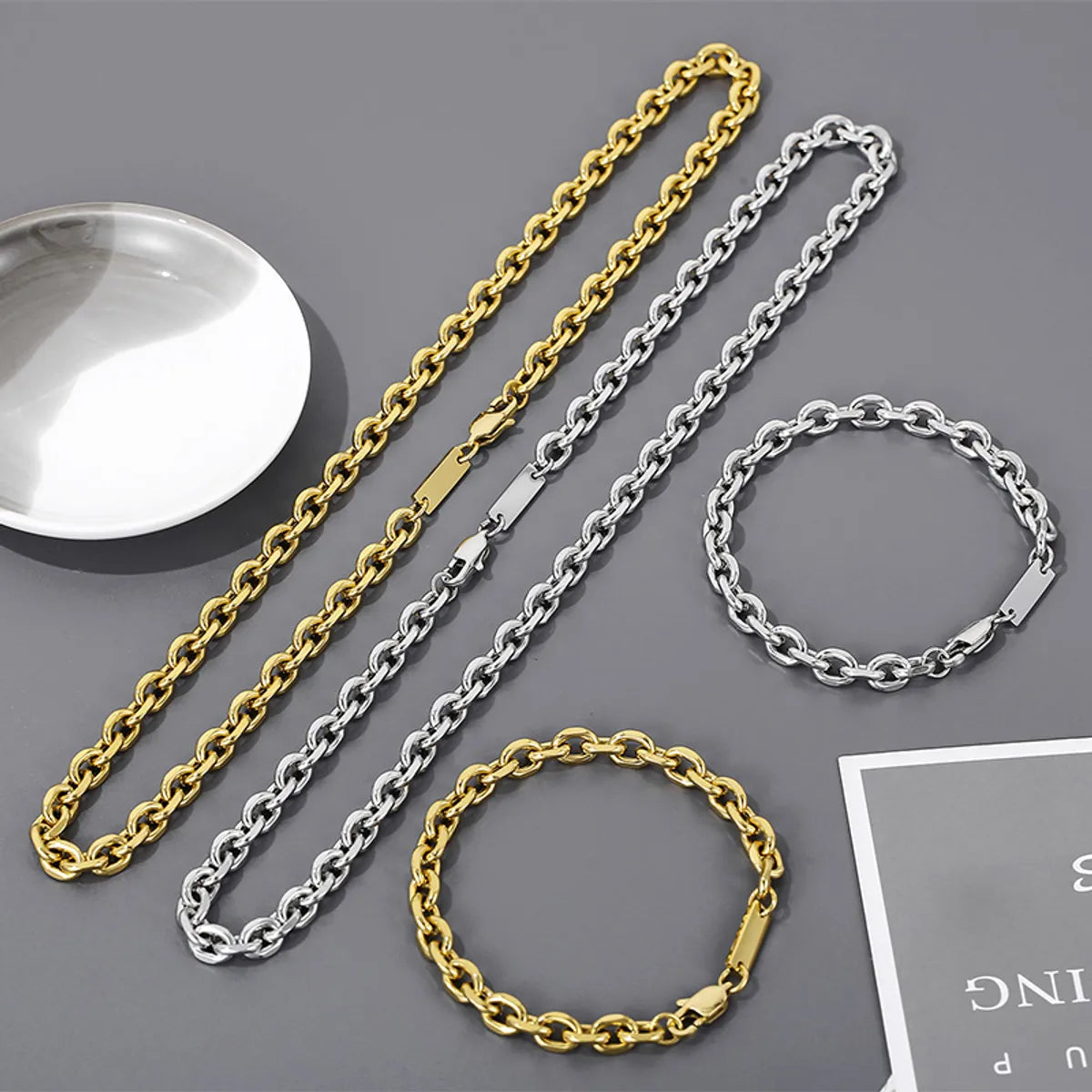 Stainless Steel Hip-Hop Solid Color Bracelets Necklace