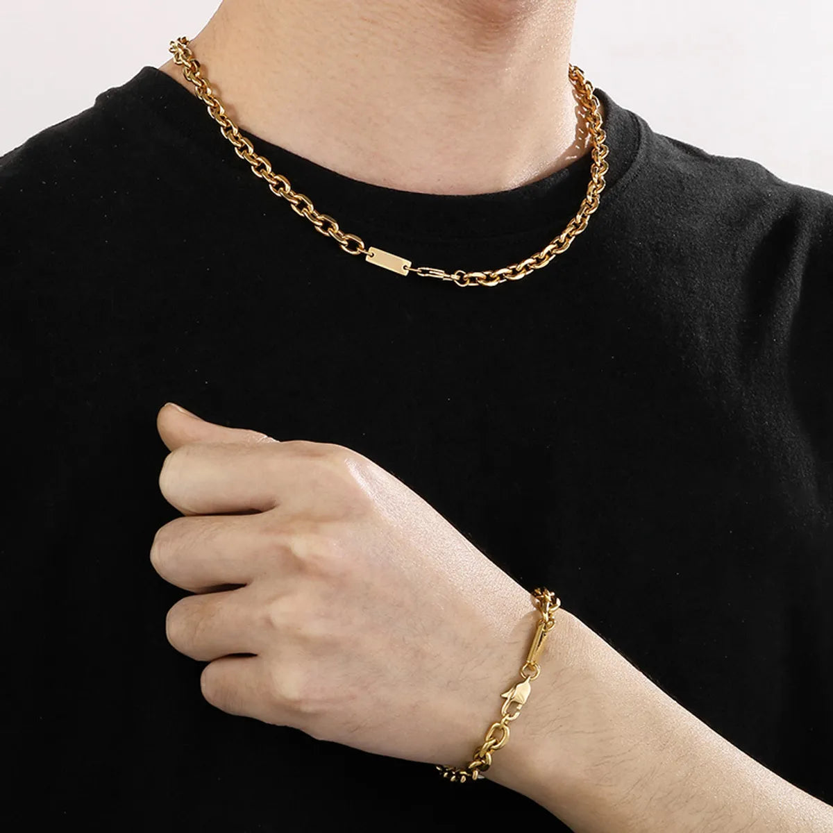 Stainless Steel Hip-Hop Solid Color Bracelets Necklace