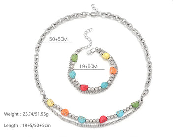 Stainless Steel IG Style Color Block Jewelry Set