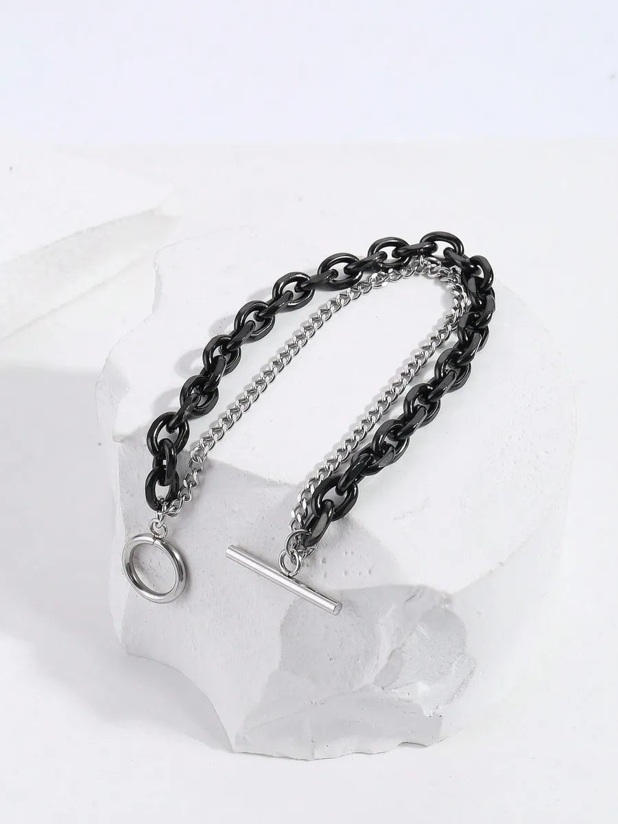 Stainless Steel IG Style Flower Toggle Beaded Layered Bracelets