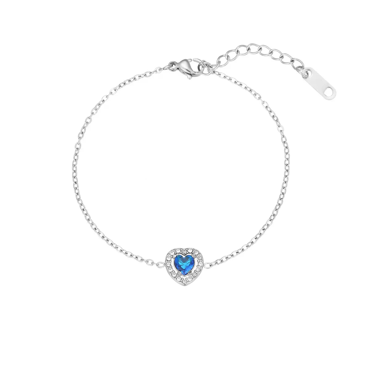 Stainless Steel IG Style Shiny Heart Shape Inlay Zircon Bracelets Necklace