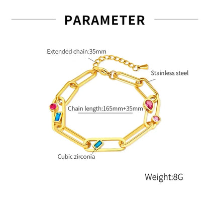 Stainless Steel Ig Style Simple Style Geometric Plating Inlay Zircon Bracelets