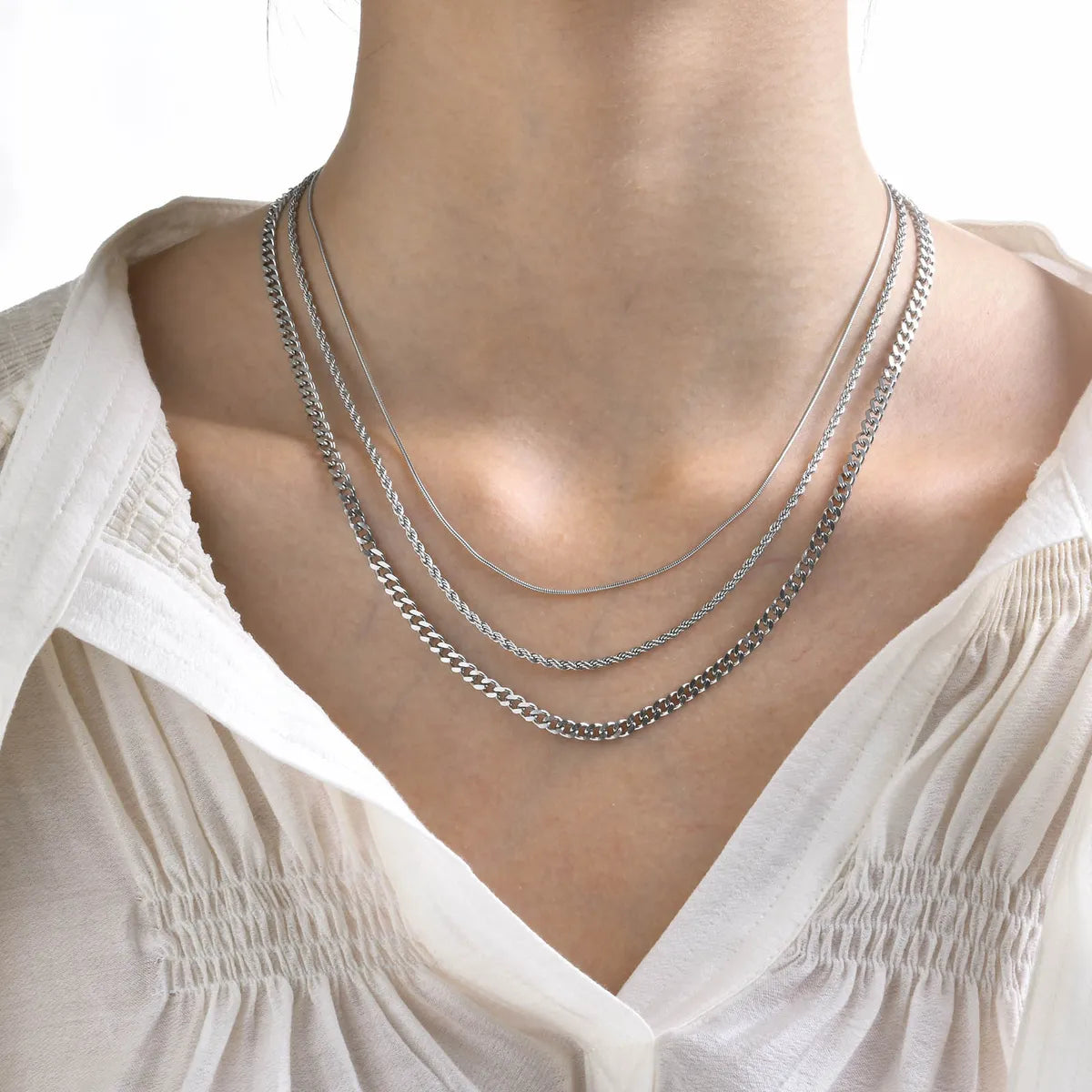 Stainless Steel Ig Style Simple Style Solid Color Chain Necklace