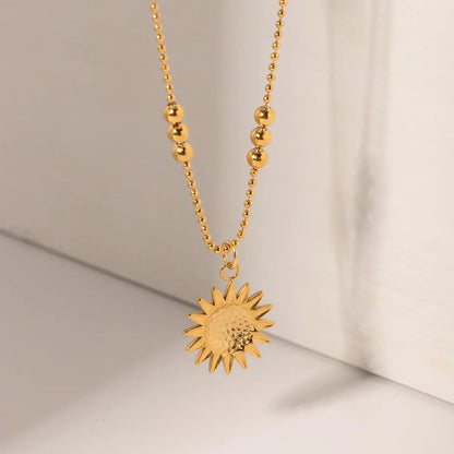 Stainless Steel IG Style Simple Style Sunflower Plating Pendant Necklace