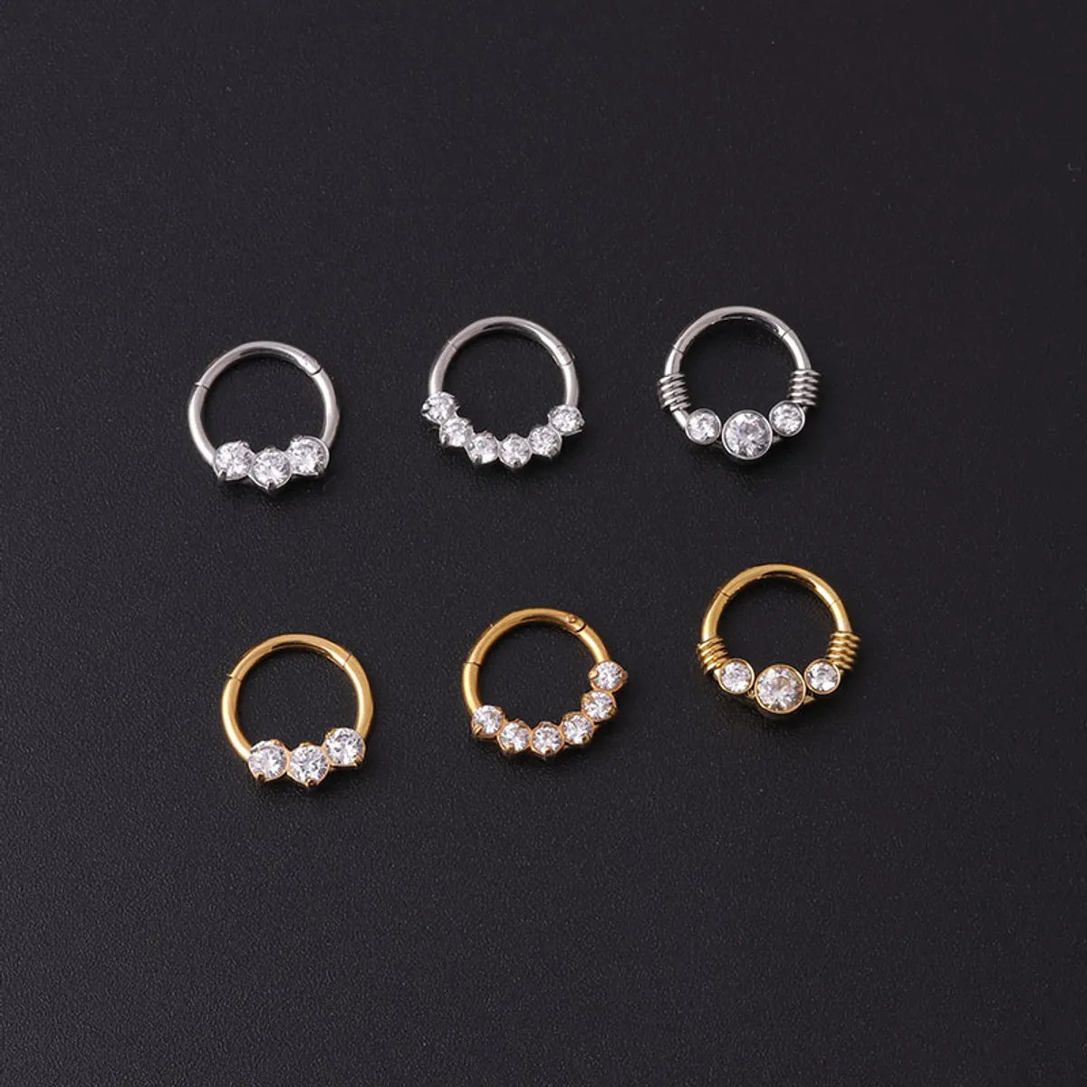 Fashion Geometric Stainless Steel Plating Artificial Gemstones Nose Ring