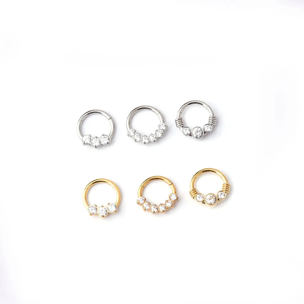 Fashion Geometric Stainless Steel Plating Artificial Gemstones Nose Ring