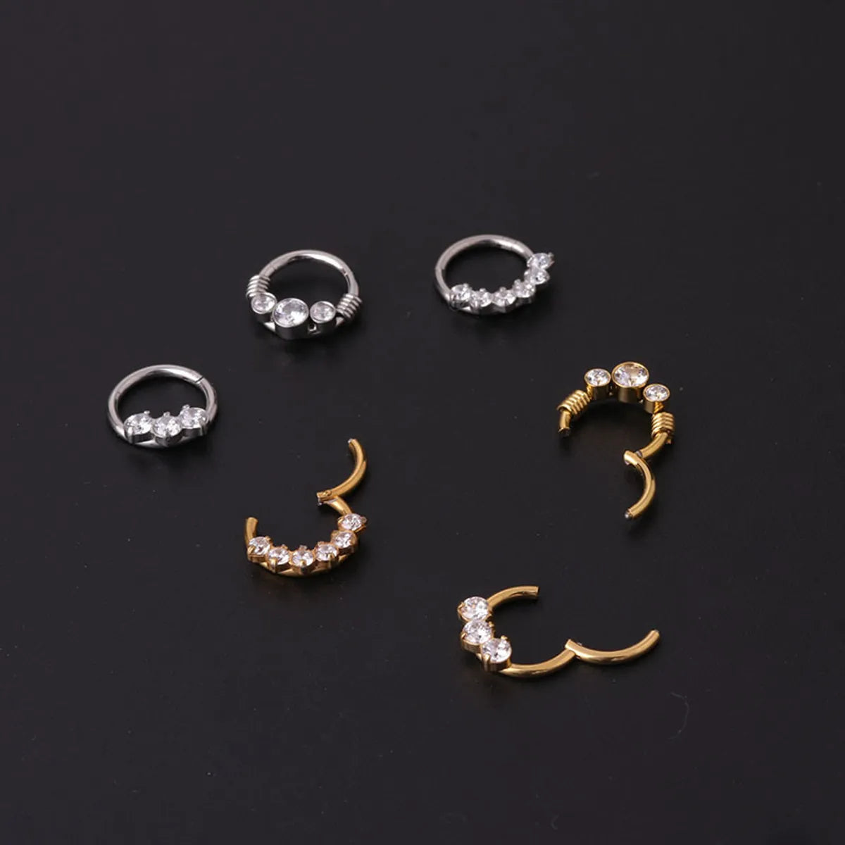 Fashion Geometric Stainless Steel Plating Artificial Gemstones Nose Ring