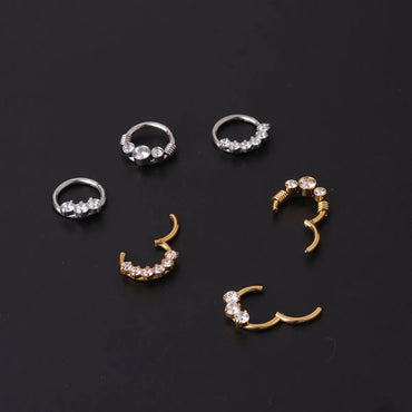 Fashion Geometric Stainless Steel Plating Artificial Gemstones Nose Ring