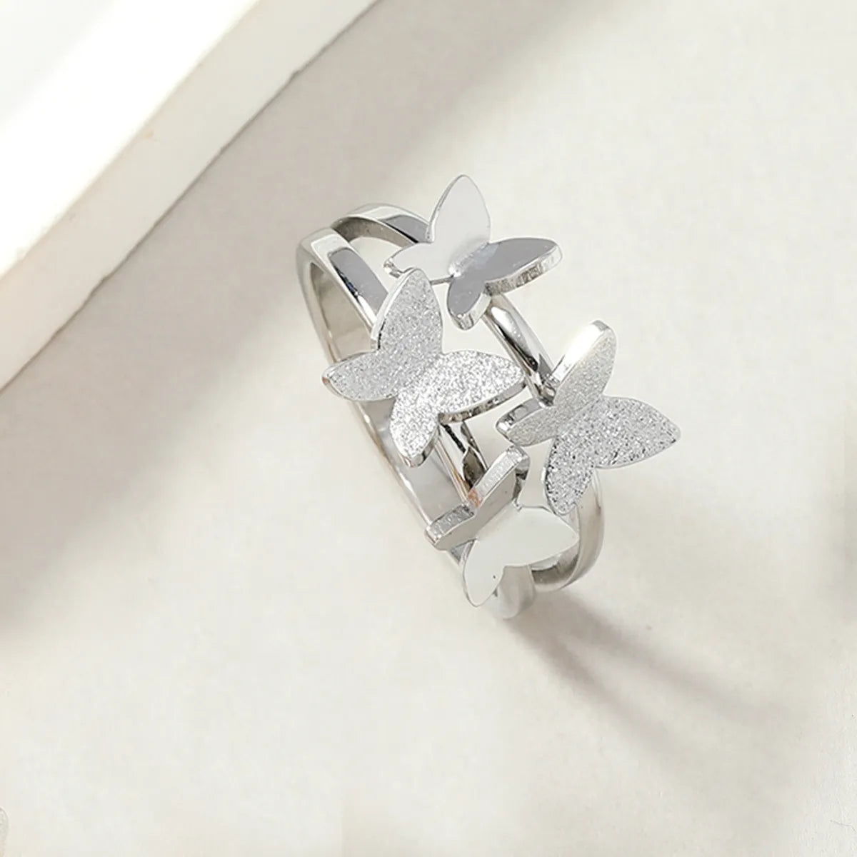 Stainless Steel Lady Butterfly Plating Rings