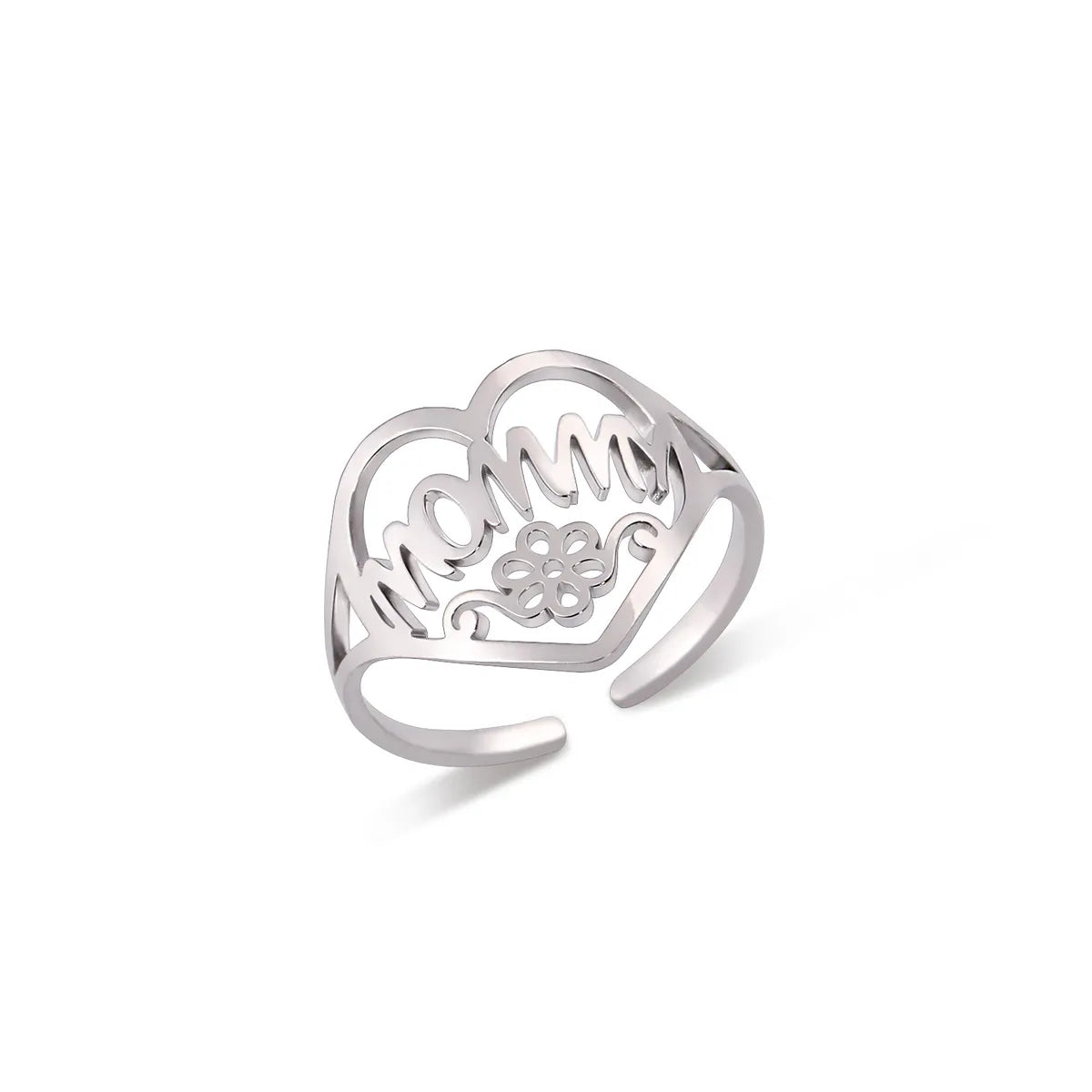 Stainless Steel MAMA Letter Heart Shape Plating Open Rings