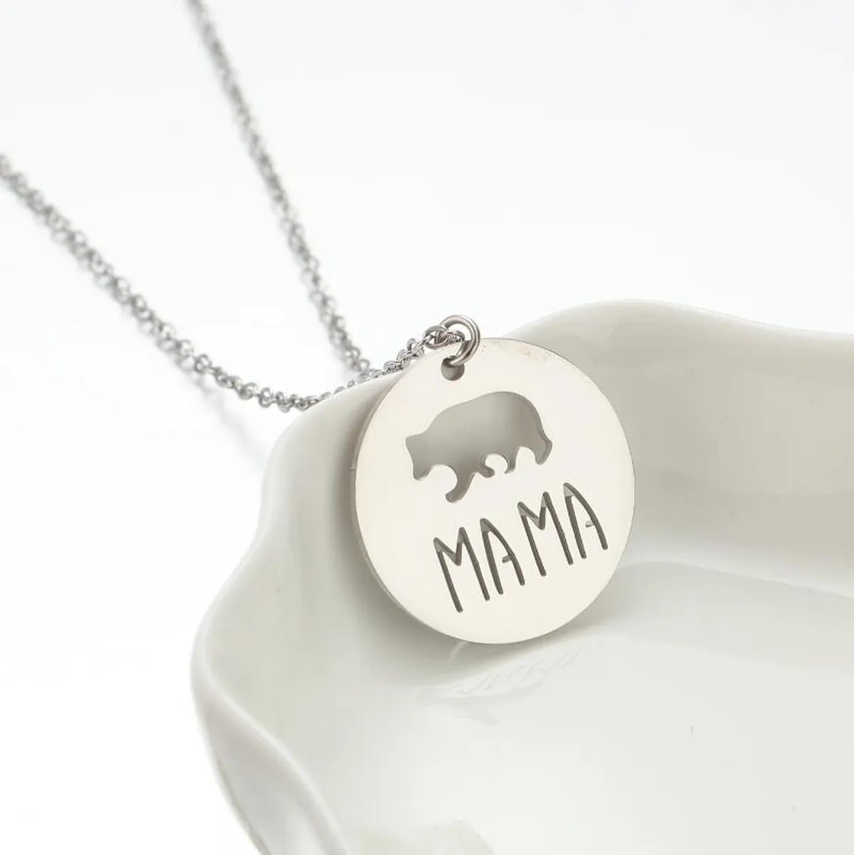 Stainless Steel Modern Style Simple Style Solid Color Animal Letter Pendant Necklace