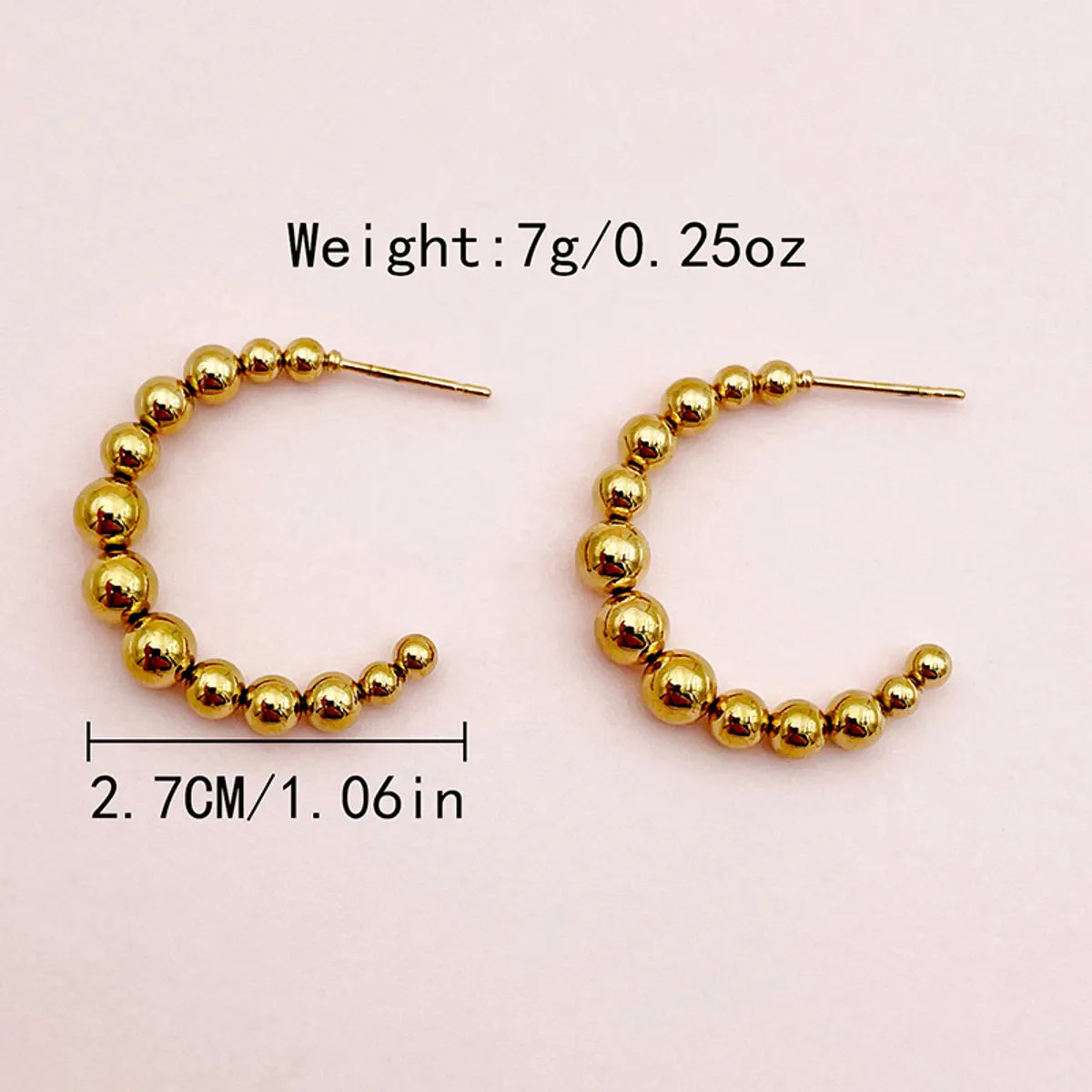 1 Pair Vintage Style Simple Style Roman Style C Shape Plating Stainless Steel Gold Plated Ear Studs