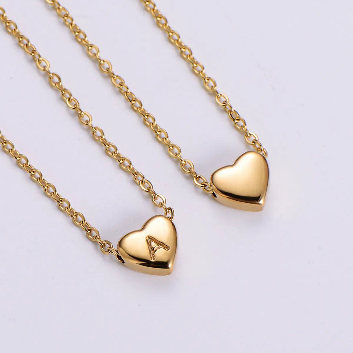 Stainless Steel Plating 18k Gold Exquisite Heart-shaped Letter Pendant Necklace