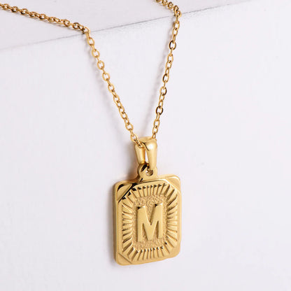 Simple Style Letter Titanium Steel Plating Pendant Necklace