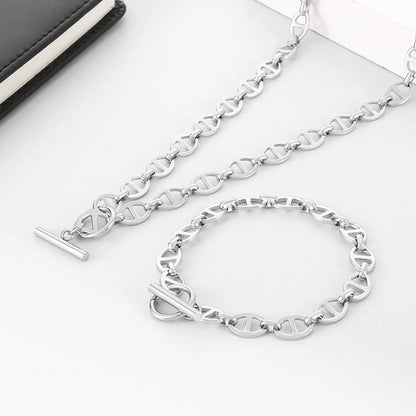 Stainless Steel Rock Punk Solid Color Bracelets Necklace