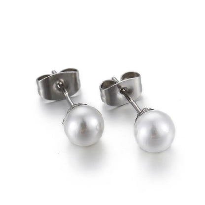 Stainless Steel Simple Pearl Earrings Wholesale Jewelry Gooddiy