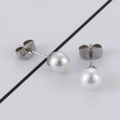 Stainless Steel Simple Pearl Earrings Wholesale Jewelry Gooddiy