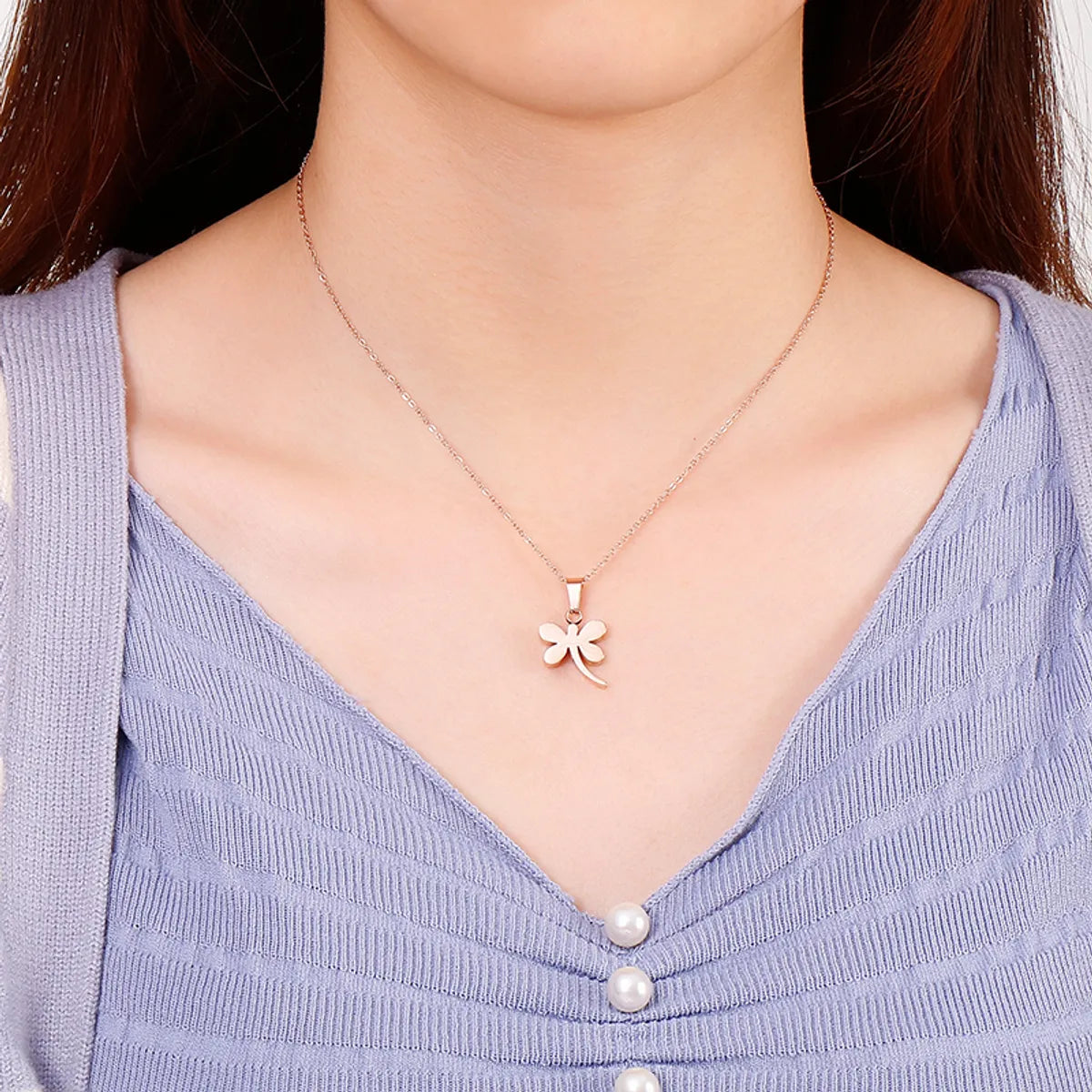 Stainless Steel Simple Style Butterfly Pendant Necklace