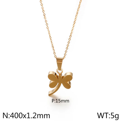 Stainless Steel Simple Style Butterfly Pendant Necklace