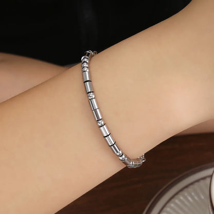 Stainless Steel Simple Style Classic Style Geometric Beaded Bracelets