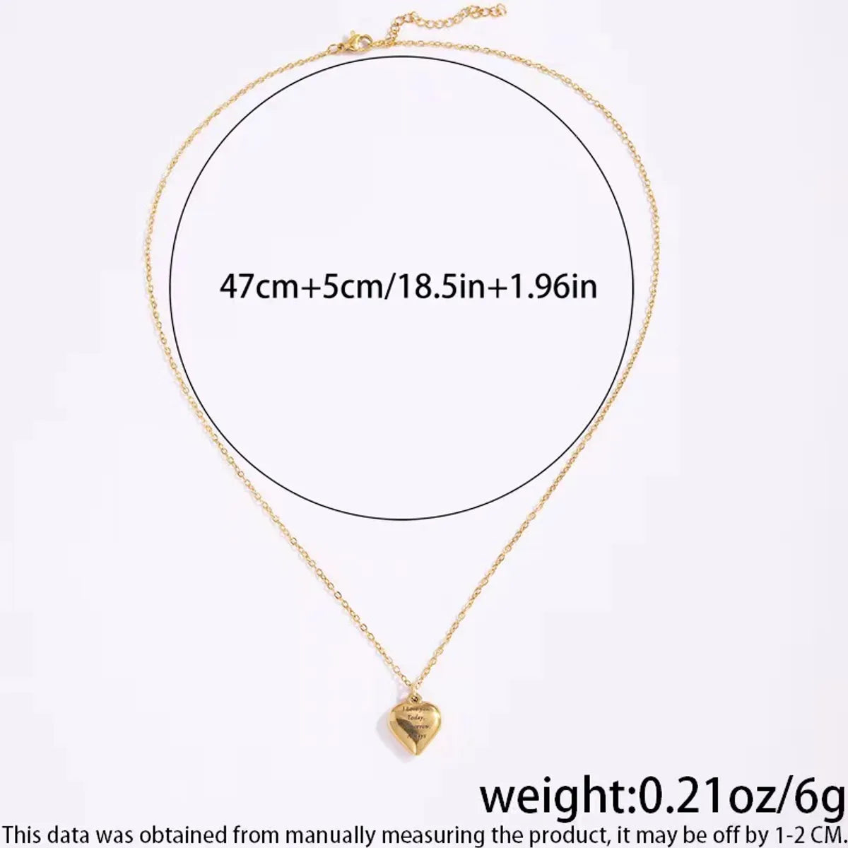 Stainless Steel Simple Style Classic Style Heart Shape Pendant Necklace