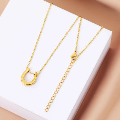 Stainless Steel Simple Style Classic Style U Shape Plating Pendant Necklace