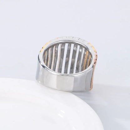 Stainless Steel Simple Style Color Block Stripe Hollow Out Rings