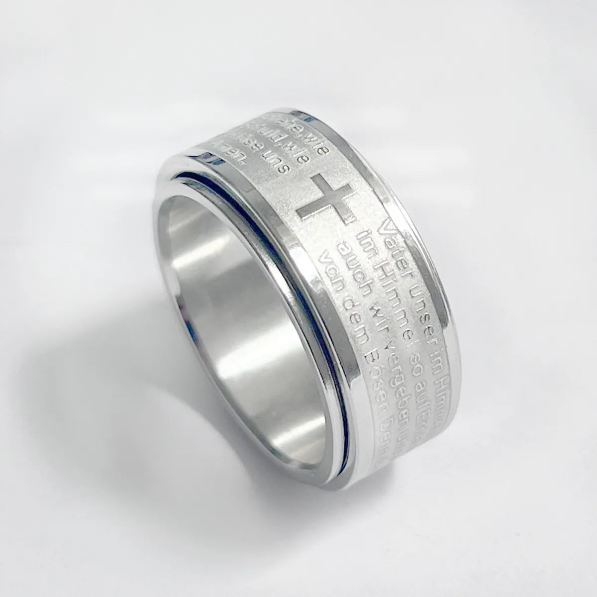 Stainless Steel Simple Style Cross Letter Polishing Rings