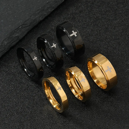 Stainless Steel Simple Style Cross Plating Rings