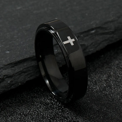 Stainless Steel Simple Style Cross Plating Rings